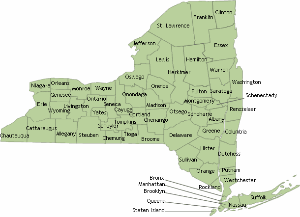 new york state map with counties. New York State Map