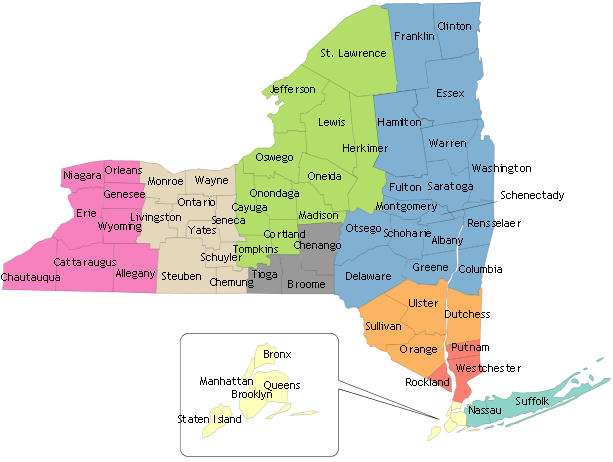 new york state tree. Map of New York State