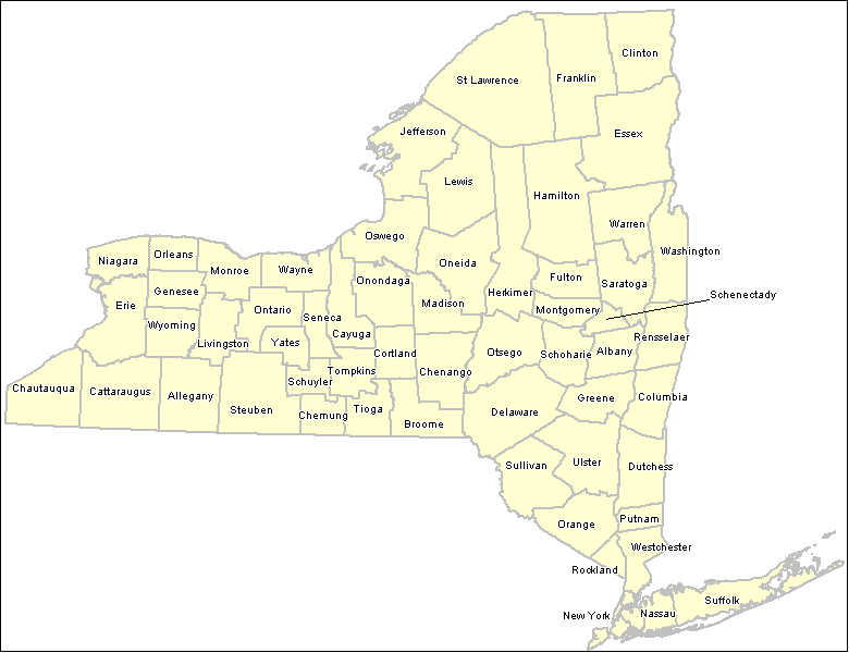 County map of New York State