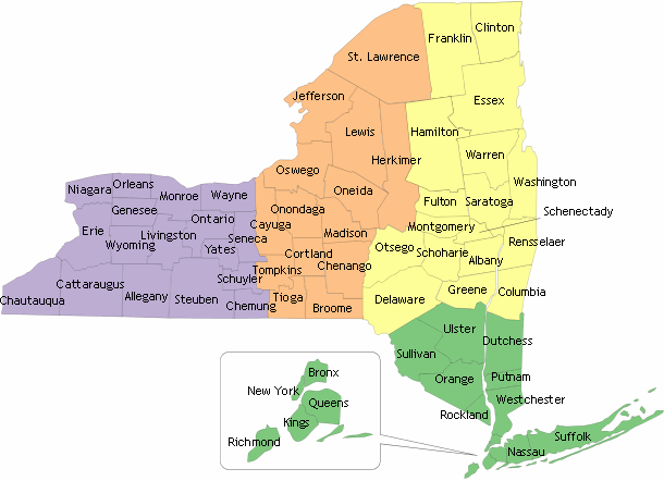 new york state counties map. New York State Map