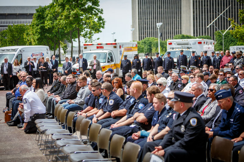 Image of attendees of the memorial service